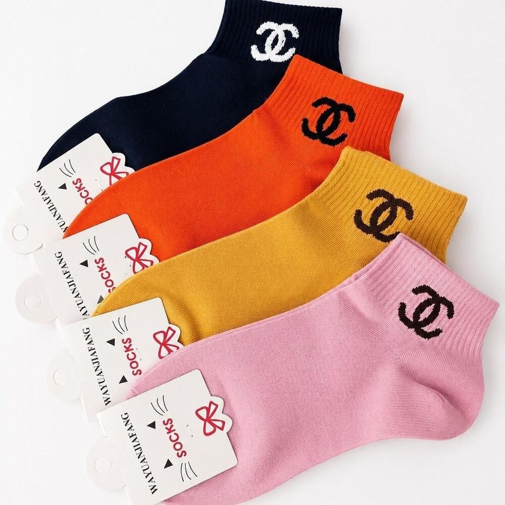 4PC Women's COTTON Multicolor Fashion Socks Preppy Summer Casual